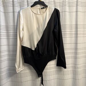 Silky black and white bodysuit from Express